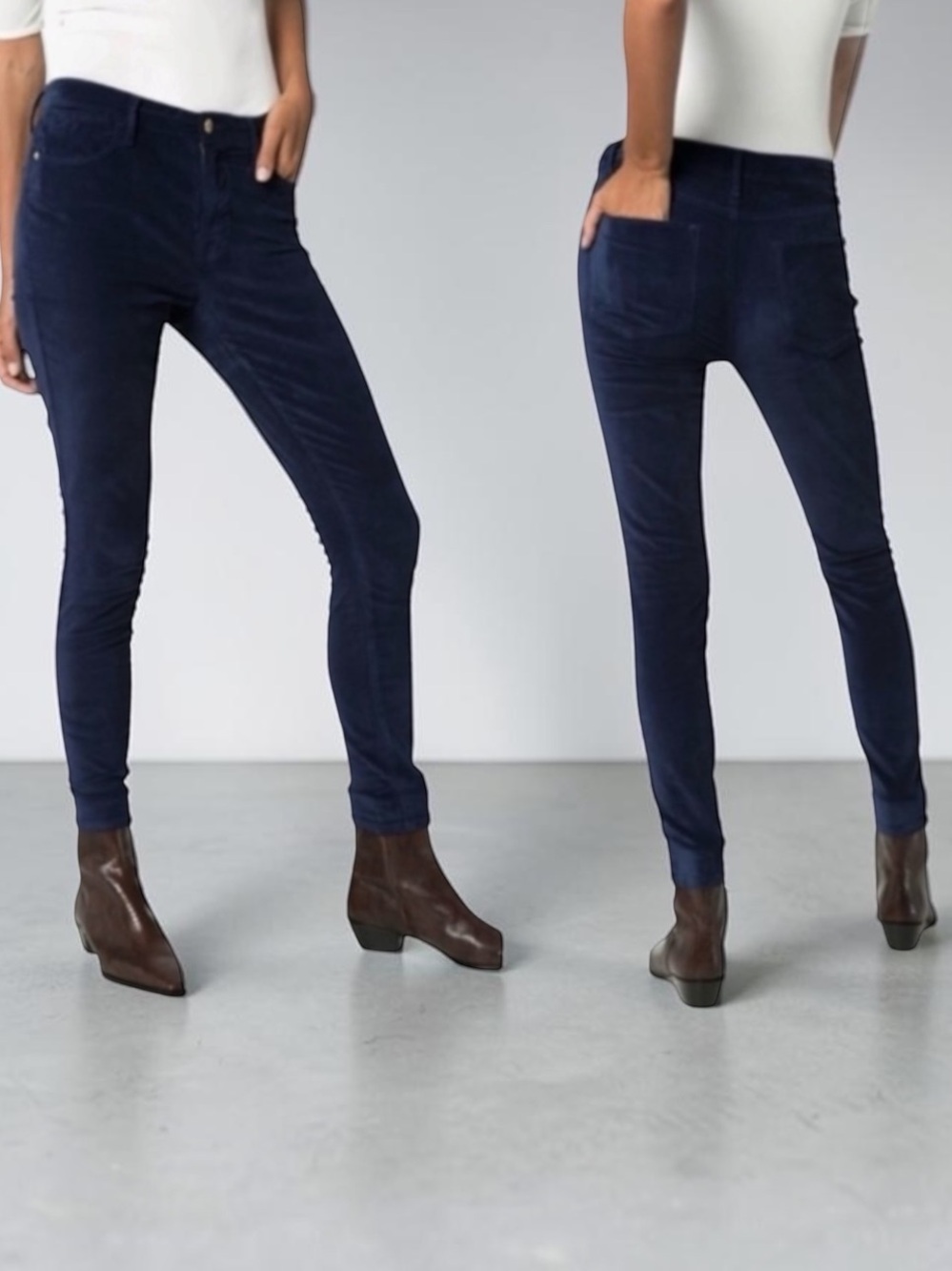 FRAME DENIM LE HIGH SKINNY BLUE VELVET PANTS SIZE 26
